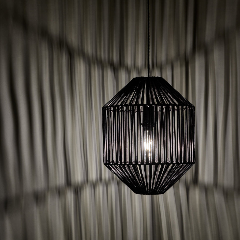 Boho Rattan Ceiling Pendant Light - 12 Inch - Diamond