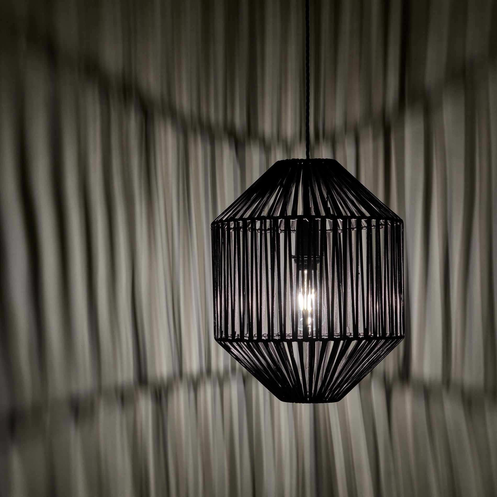 Boho Rattan Ceiling Pendant Light - 12 Inch - Diamond