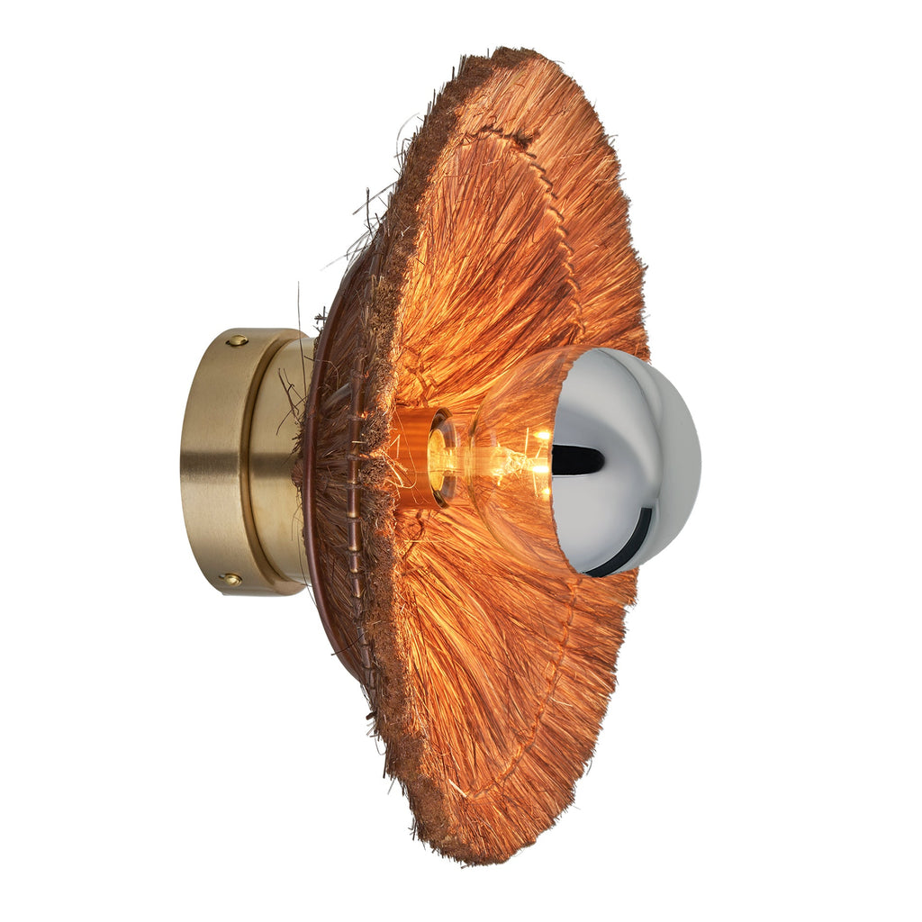 Moonj Natural Grass Round Wall Light - Brown