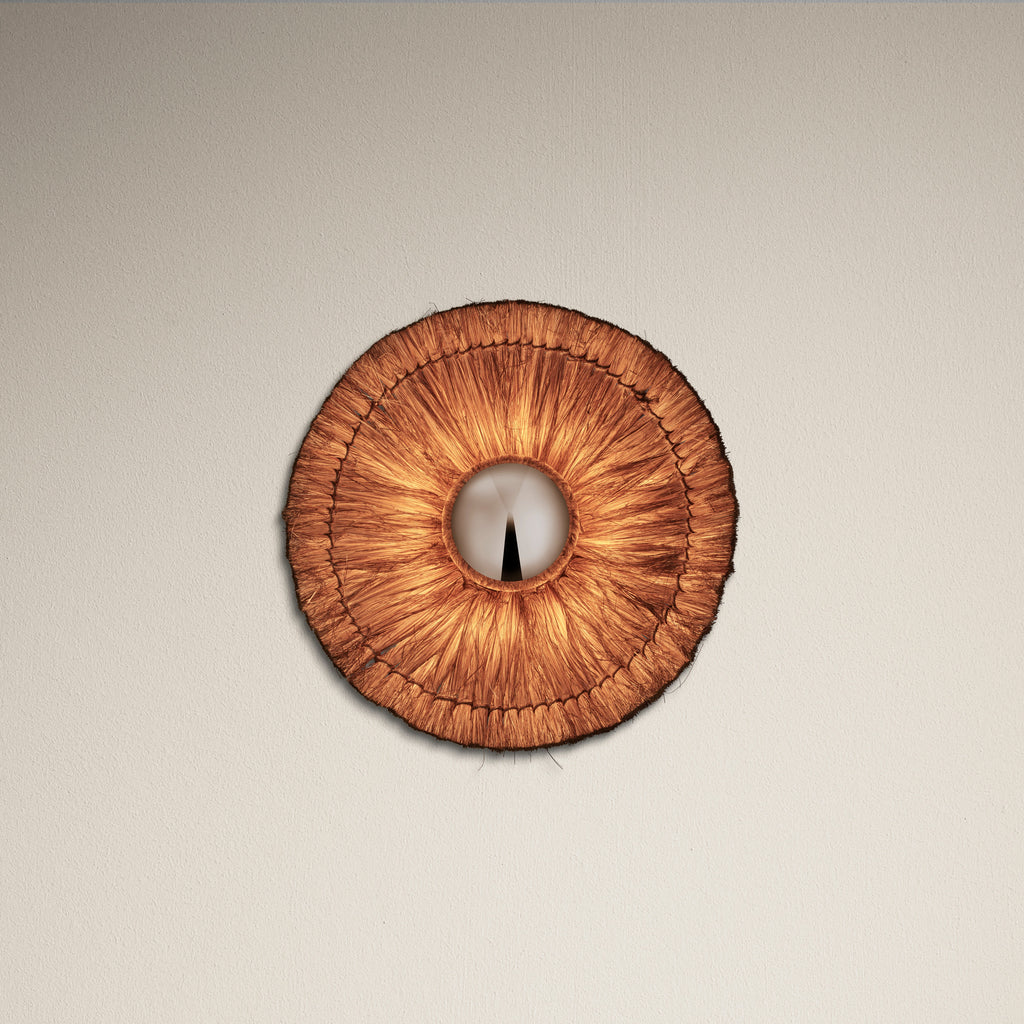 Moonj Natural Grass Round Wall Light - Brown