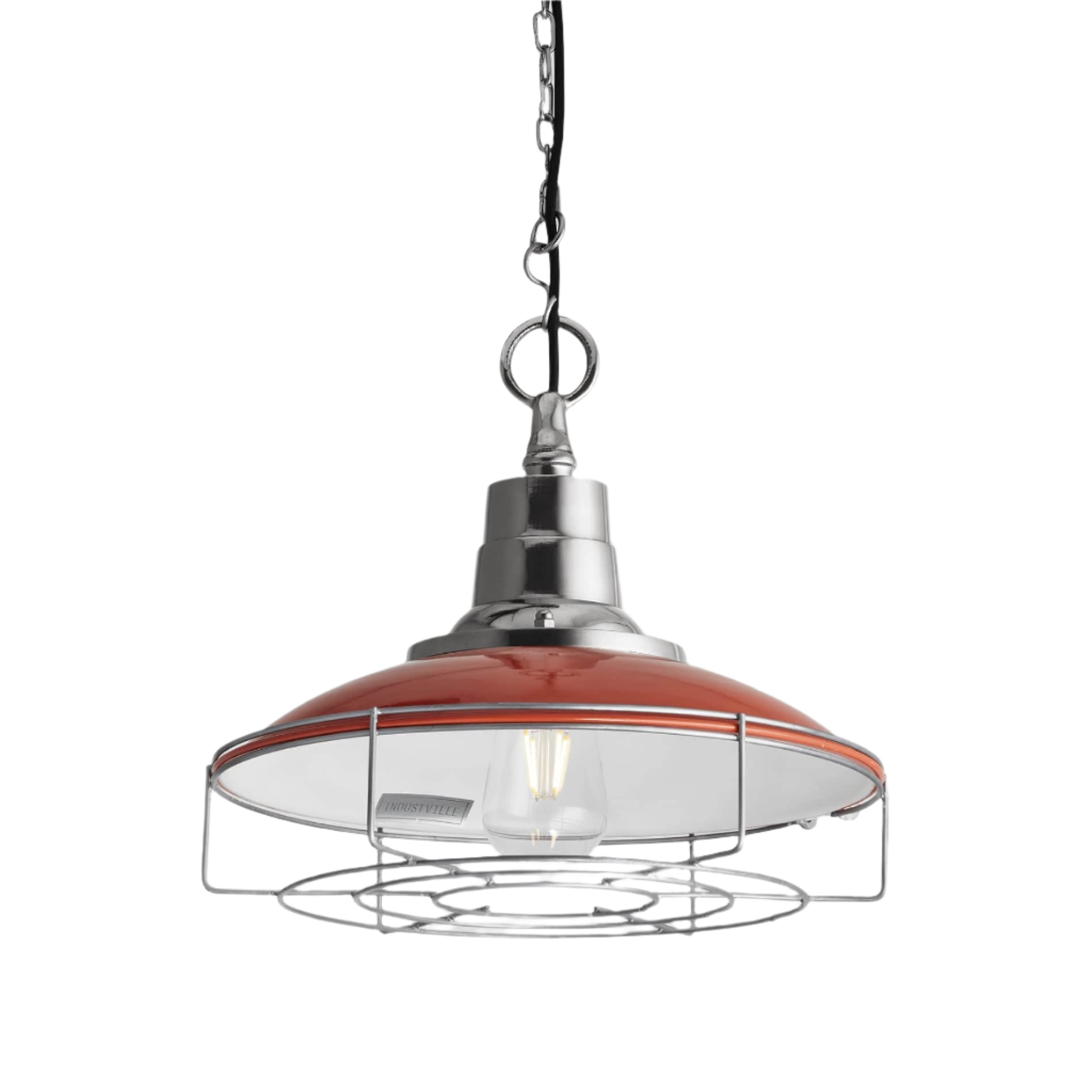 Retro Enamel Pendant - 14 Inch - Orange