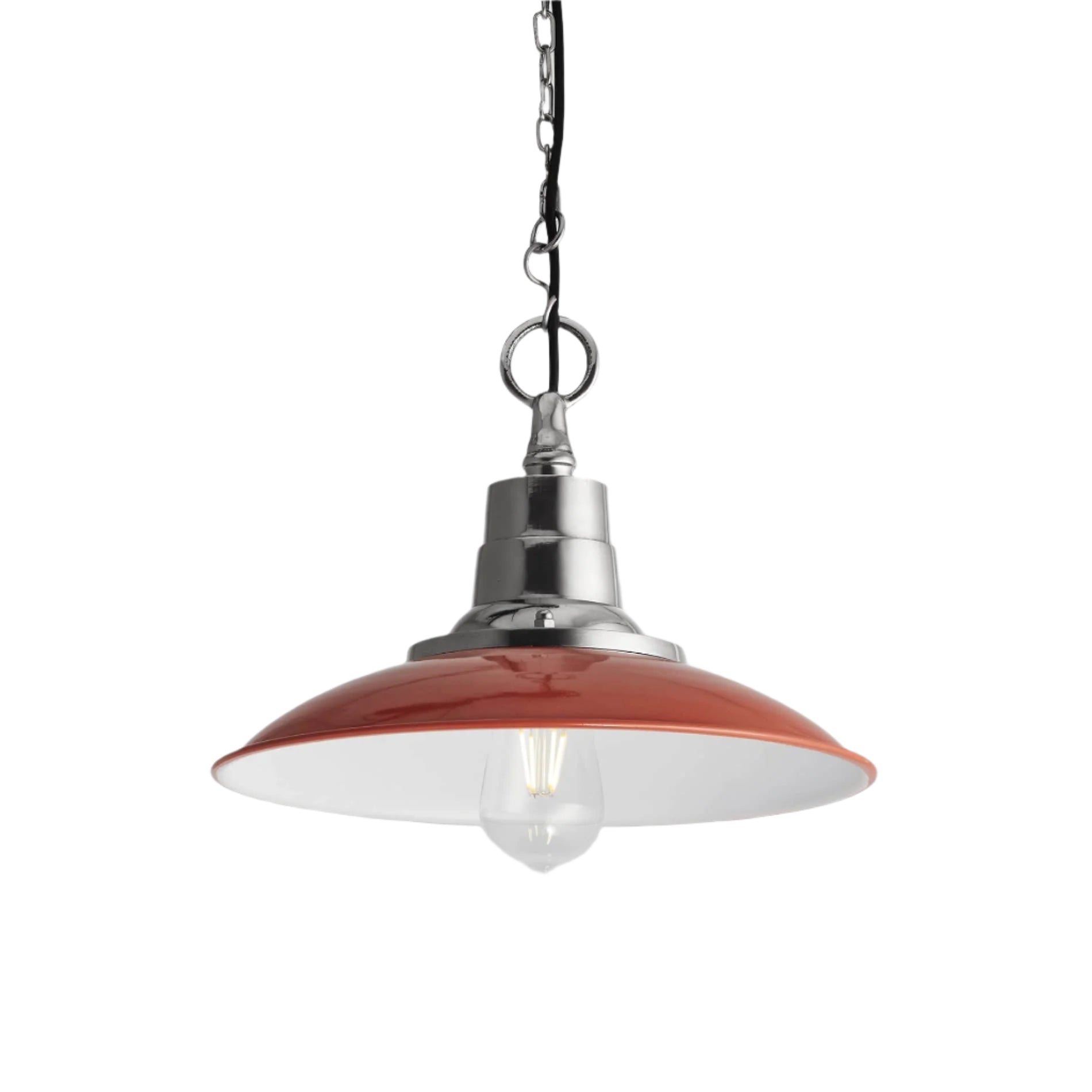 Retro Enamel Pendant - 14 Inch - Orange