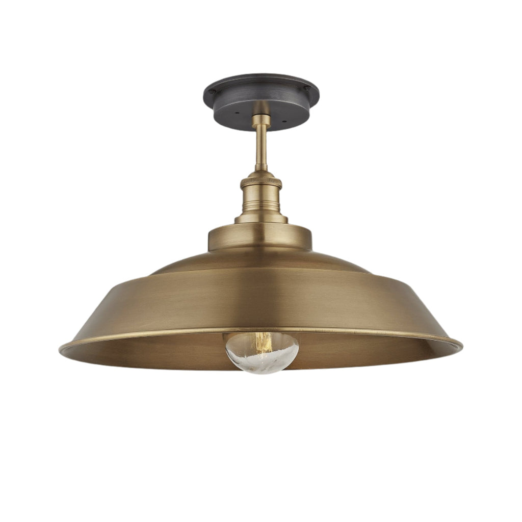 Brooklyn Outdoor & Bathroom Brass Step Flush Mount - Tube Glass - 16 Inch