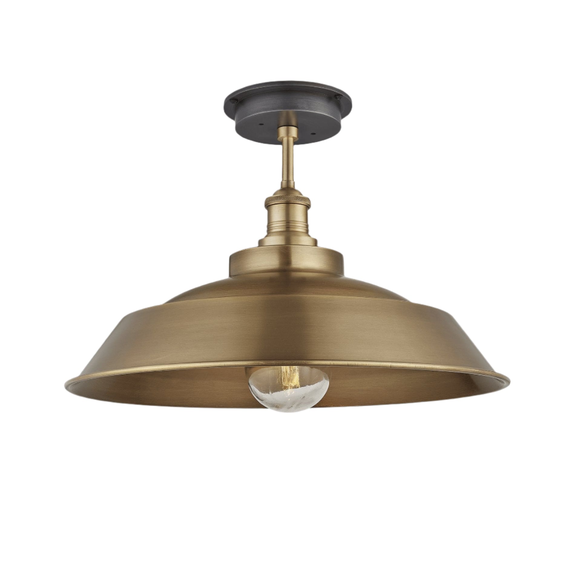 Brooklyn Outdoor & Bathroom Brass Step Flush Mount - Tube Glass - 16 Inch