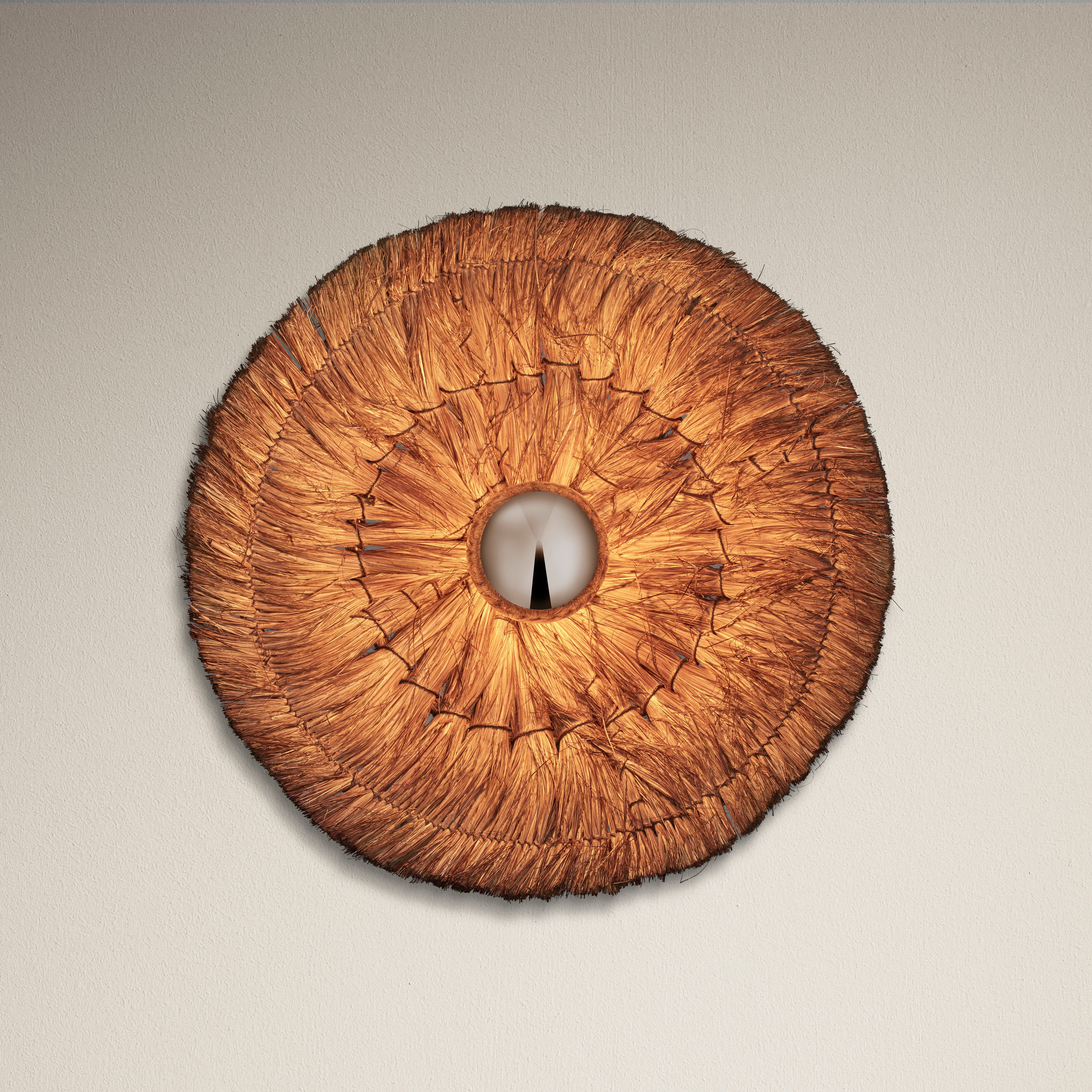 Moonj Natural Grass Round Wall Light - Brown - 18 Inch