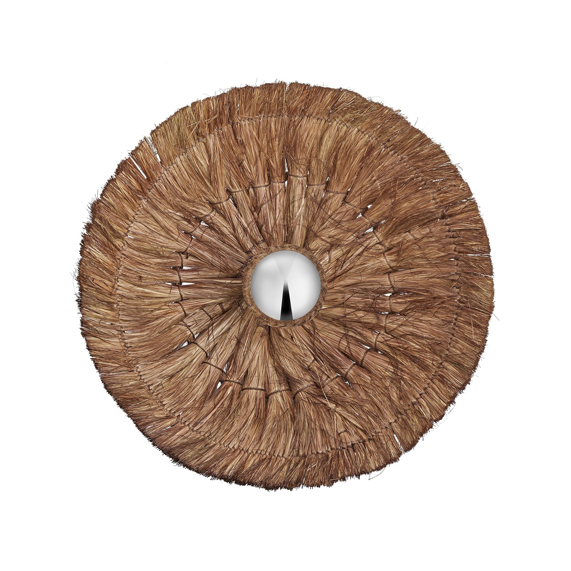 Moonj Natural Grass Round Wall Light - Brown - 18 Inch