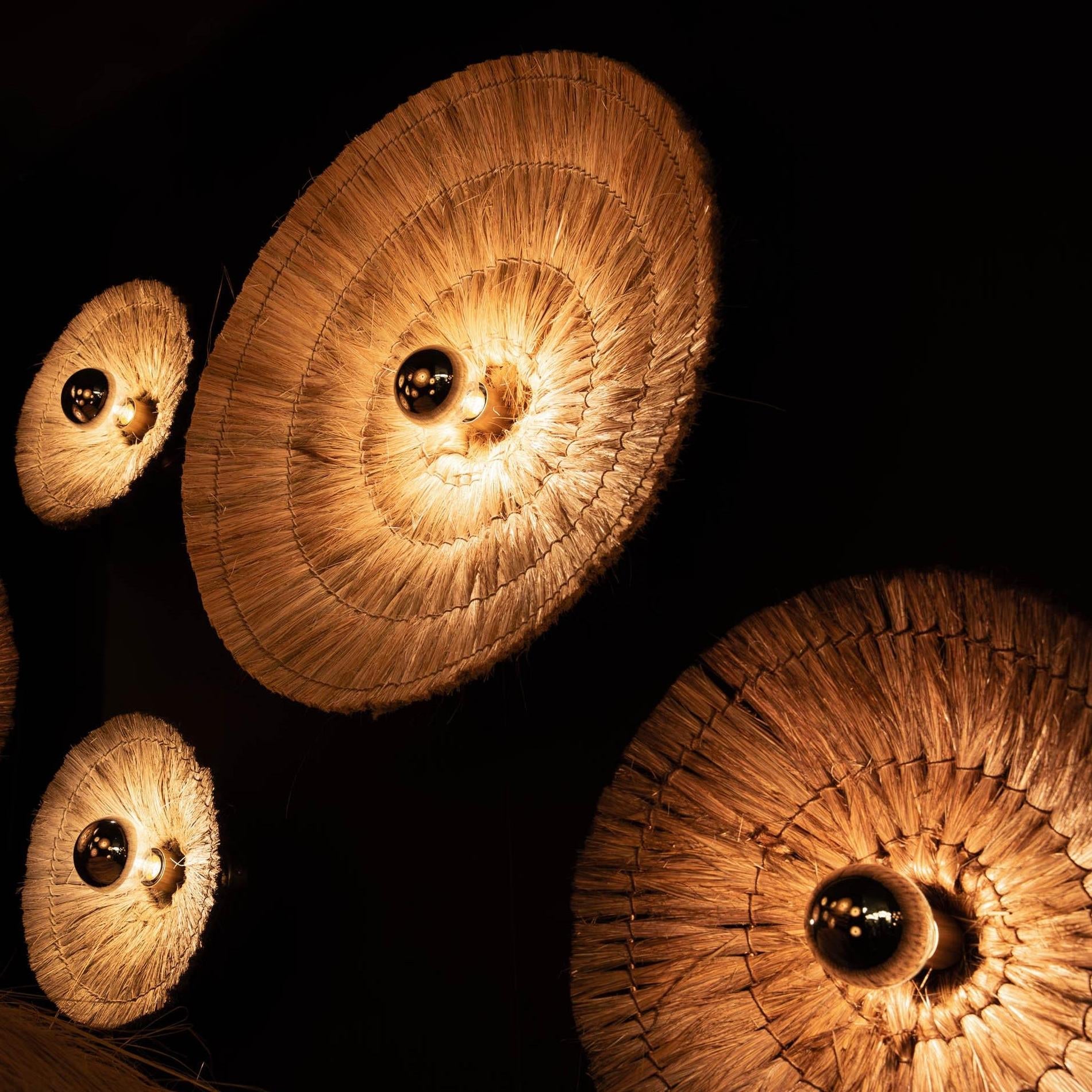 Moonj Natural Grass Round Wall Light - Brown - 18 Inch