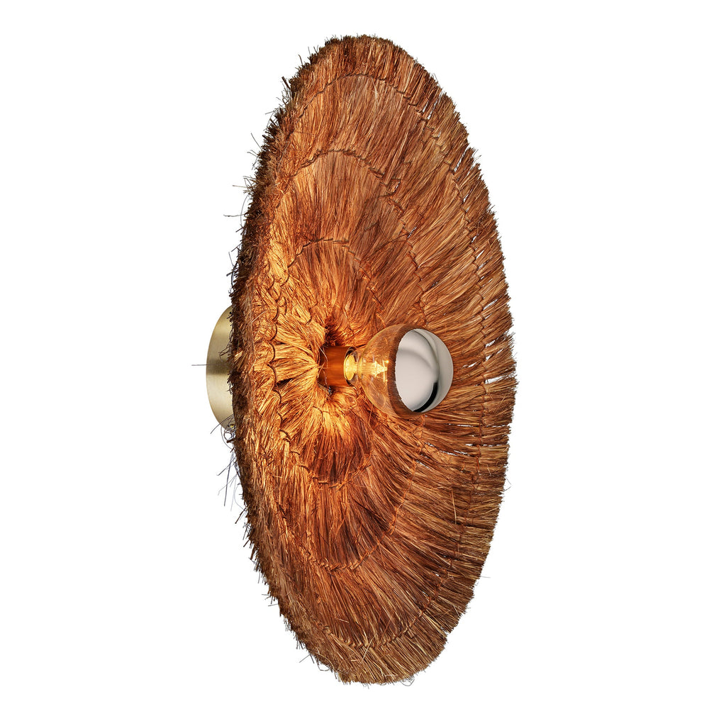 Moonj Natural Grass Round Wall Light - Brown - 18 Inch