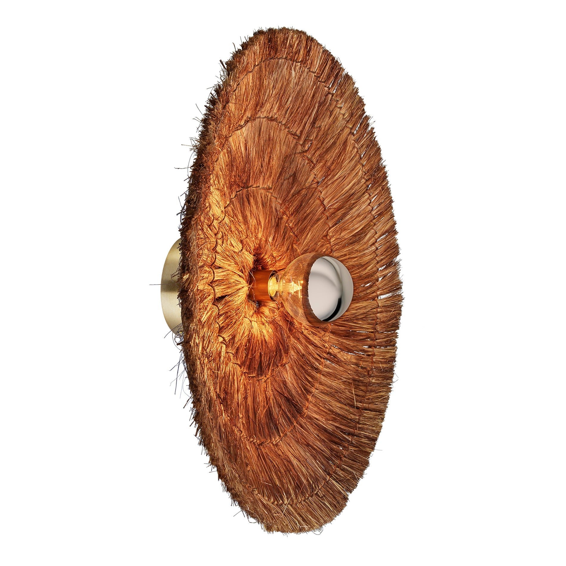 Moonj Natural Grass Round Wall Light - Brown - 18 Inch