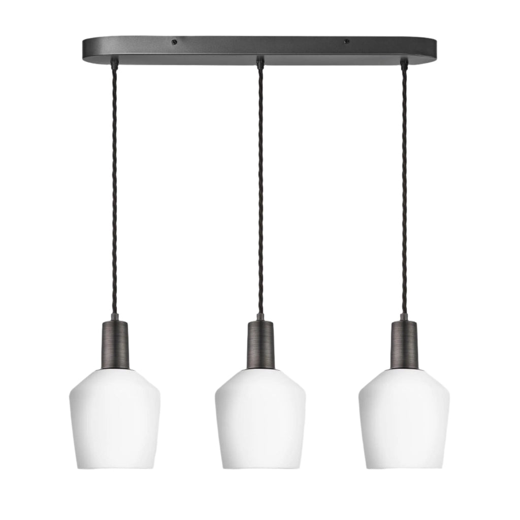 Sleek Opal Glass Schoolhouse Wire Cluster Light