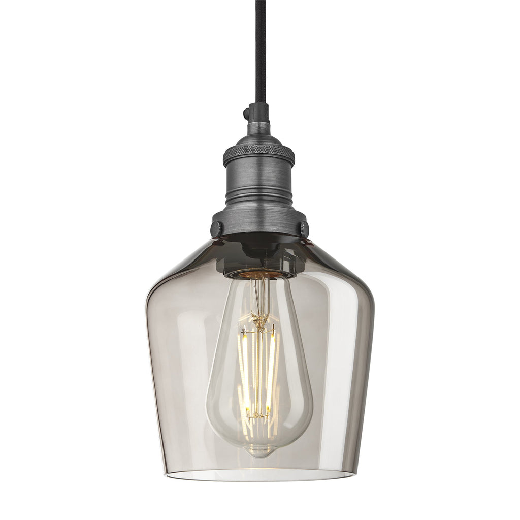 Brooklyn Smoked Glass Schoolhouse Pendant Light - 5.5 Inch
