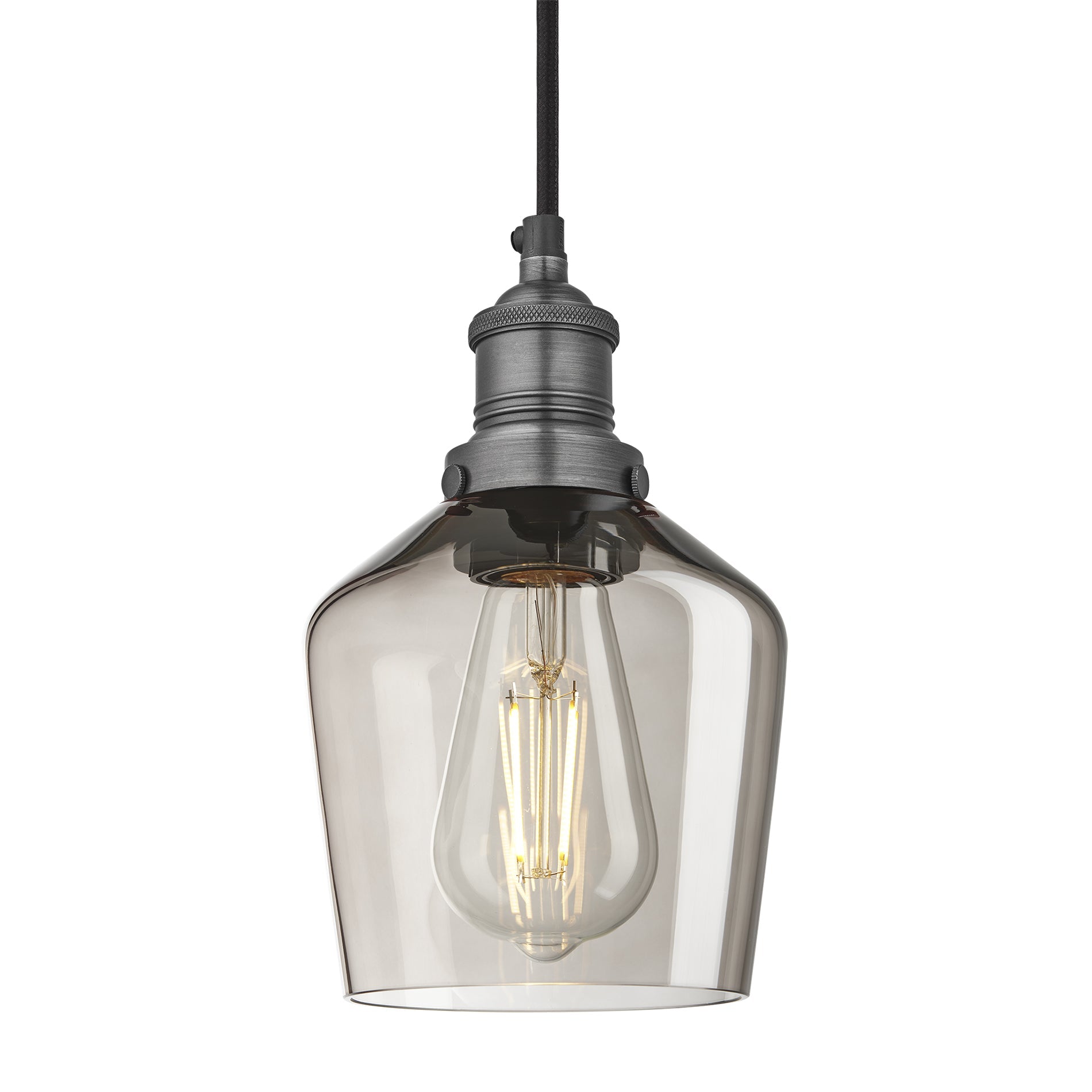 Brooklyn Smoked Glass Schoolhouse Pendant Light - 5.5 Inch