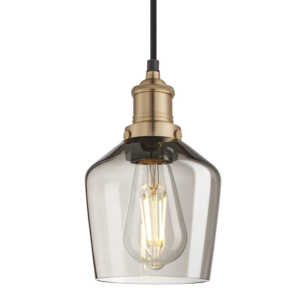 Brooklyn Smoked Glass Schoolhouse Pendant Light - 5.5 Inch