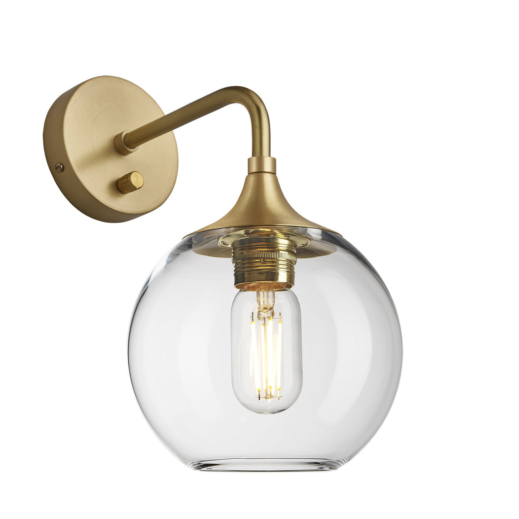 Chelsea Glass Globe Wall Light - 7 Inch - Brass Holder