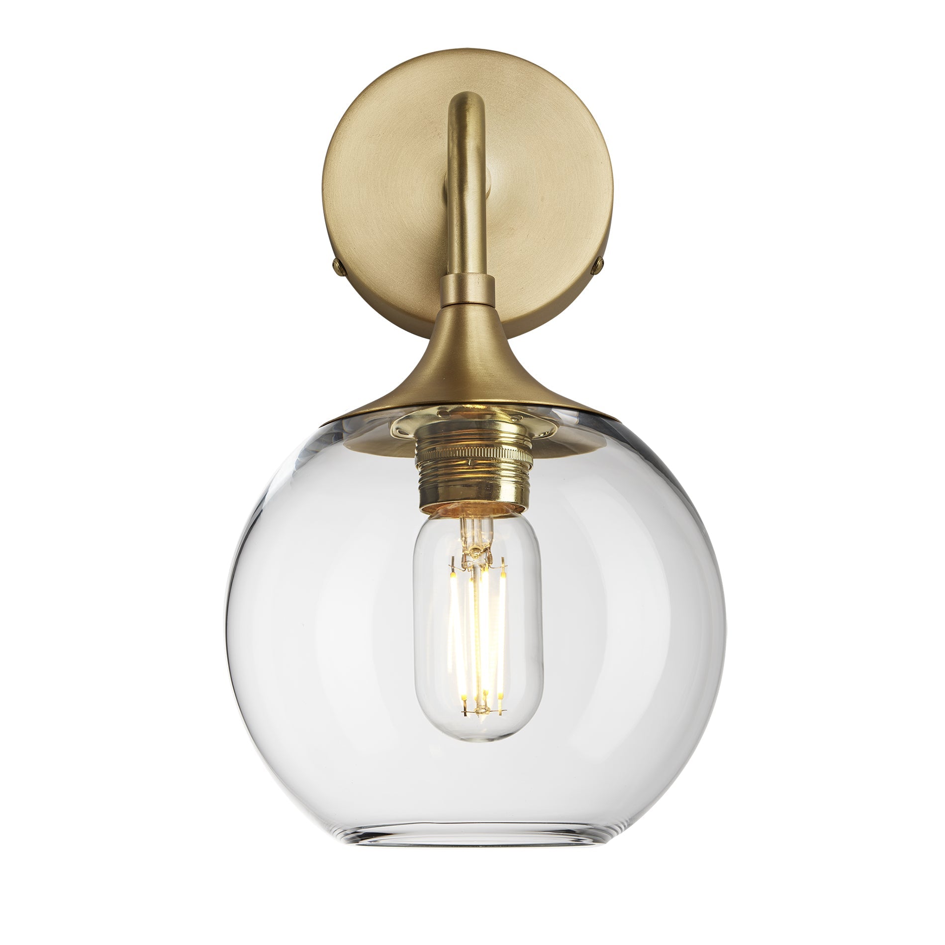 Chelsea Glass Globe Wall Light - 7 Inch - Brass Holder