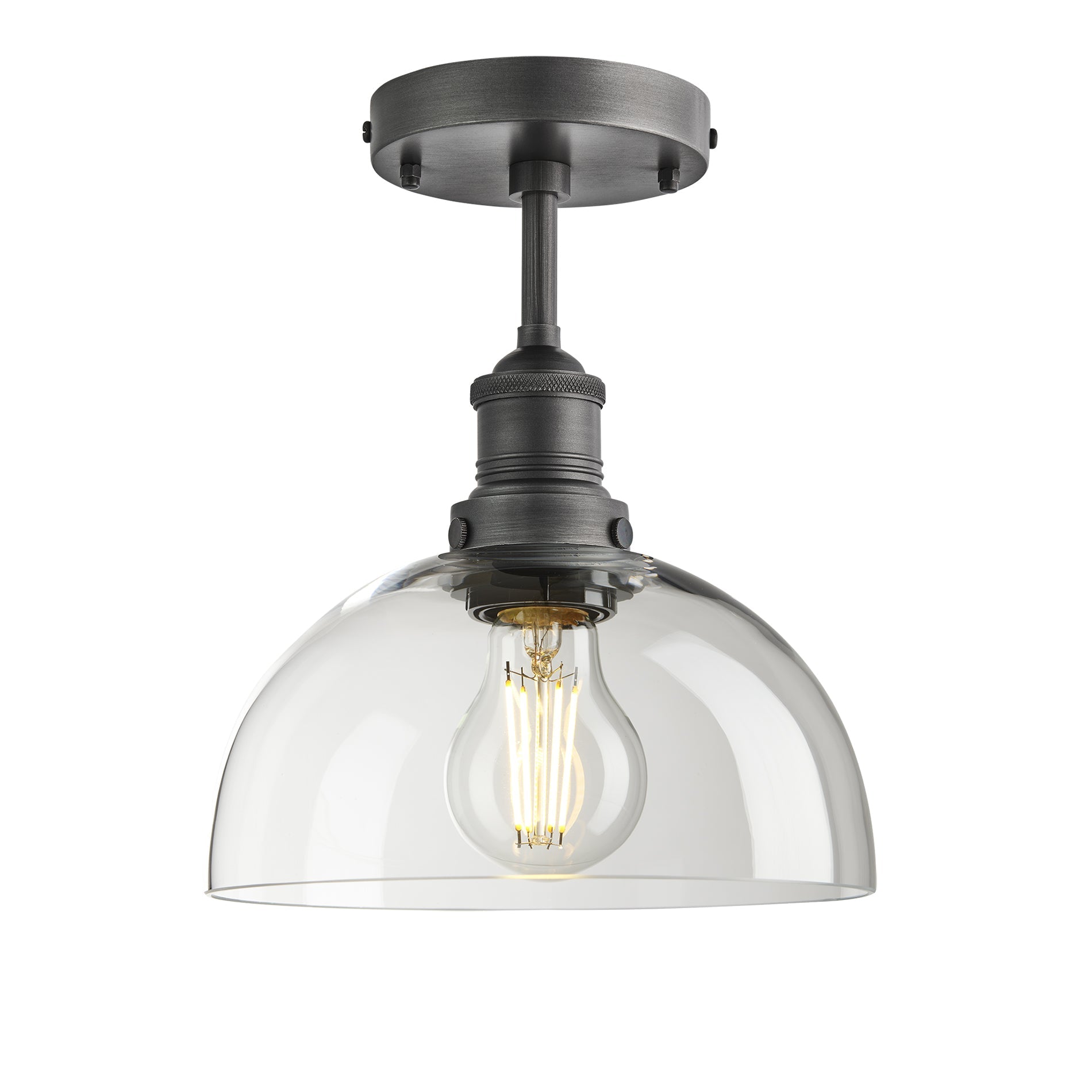 Brooklyn Glass Dome Flush Mount - 8 Inch - Clear