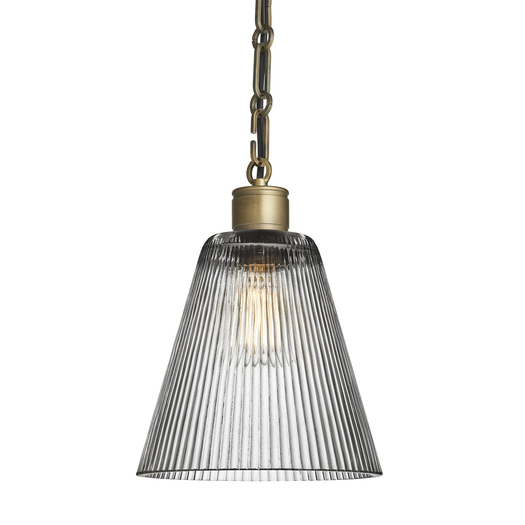 Albany Glass Funnel Pendant Light - 8 Inch - Clear - Chain Holder