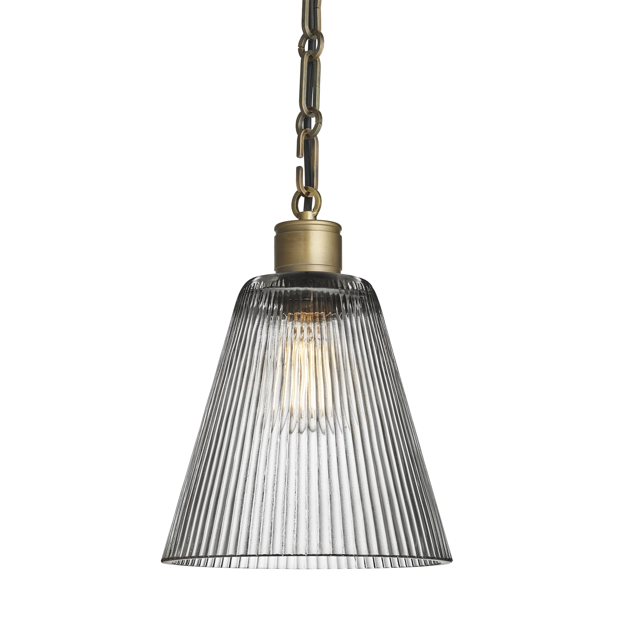 Albany Glass Funnel Pendant Light - 8 Inch - Clear - Chain Holder