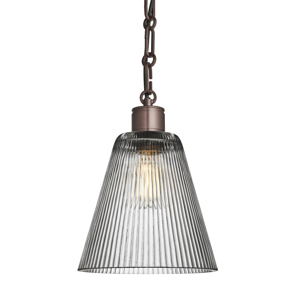 Albany Glass Funnel Pendant Light - 8 Inch - Clear - Chain Holder