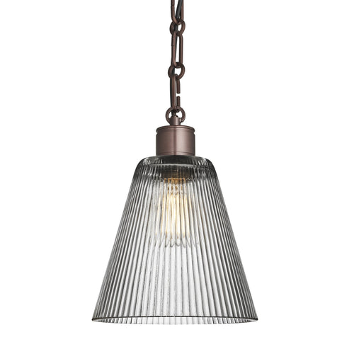 Albany Glass Funnel Pendant Light - 8 Inch - Clear - Chain Holder