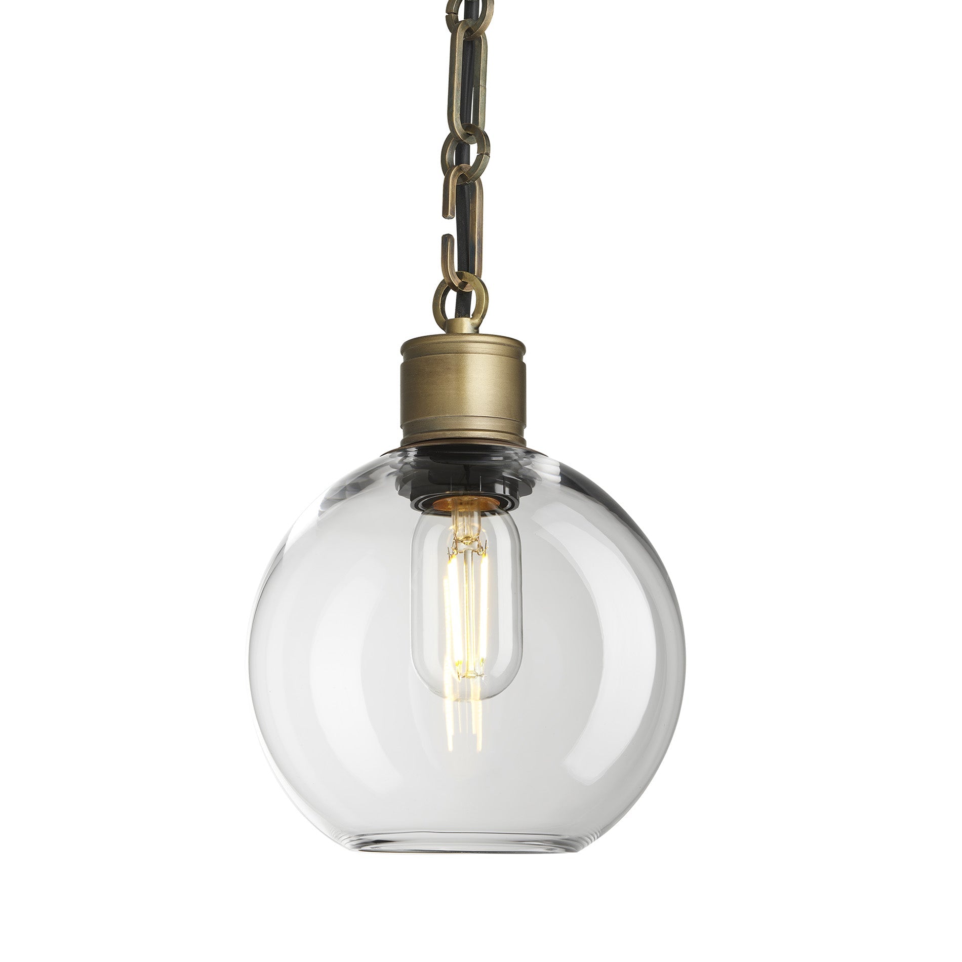 Albany Glass Globe Pendant Light - 7 Inch - Chain Holder