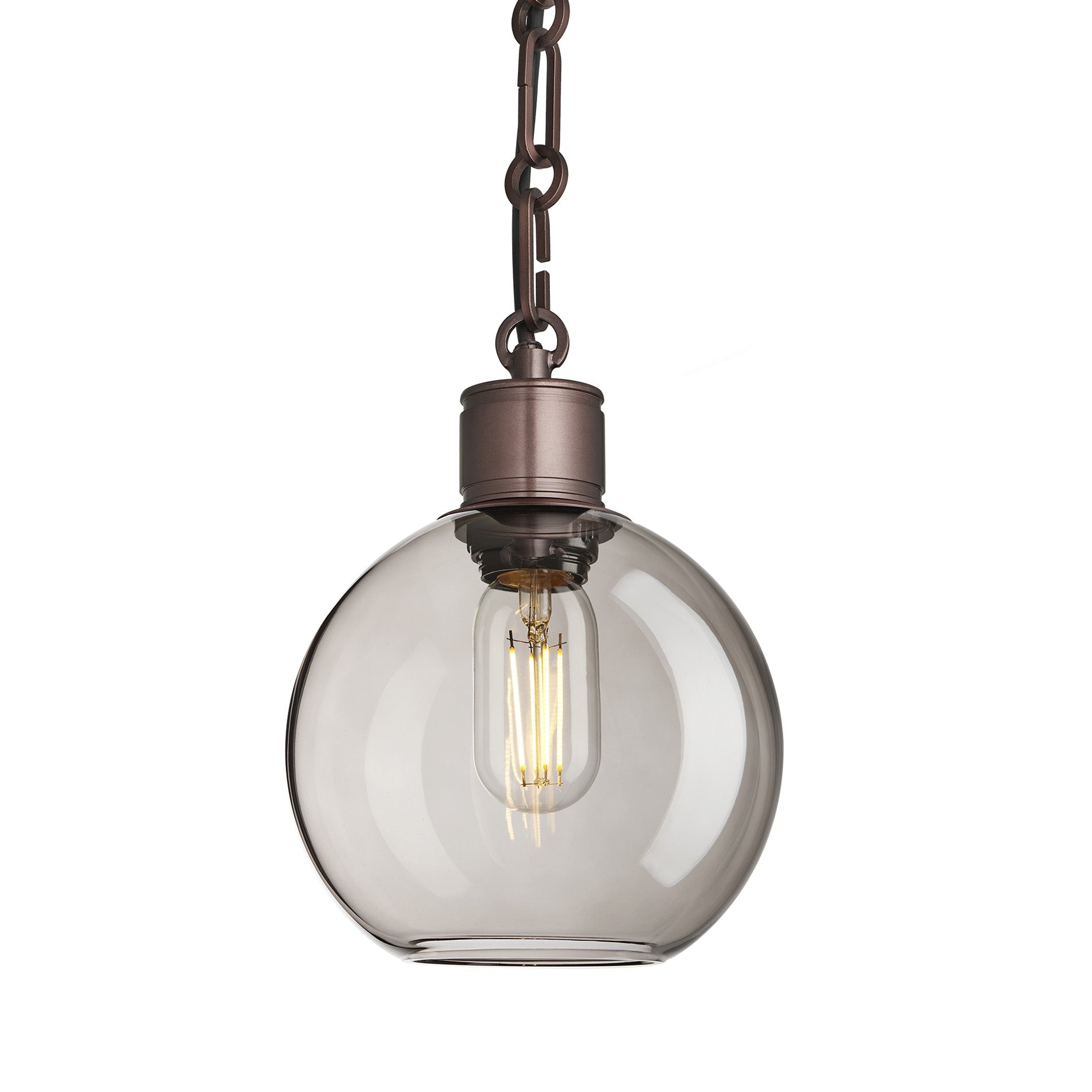 Albany Glass Globe Pendant Light - 7 Inch - Chain Holder