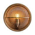 Bulkhead Outdoor & Bathroom Round Wall Light - Ribbed Glass