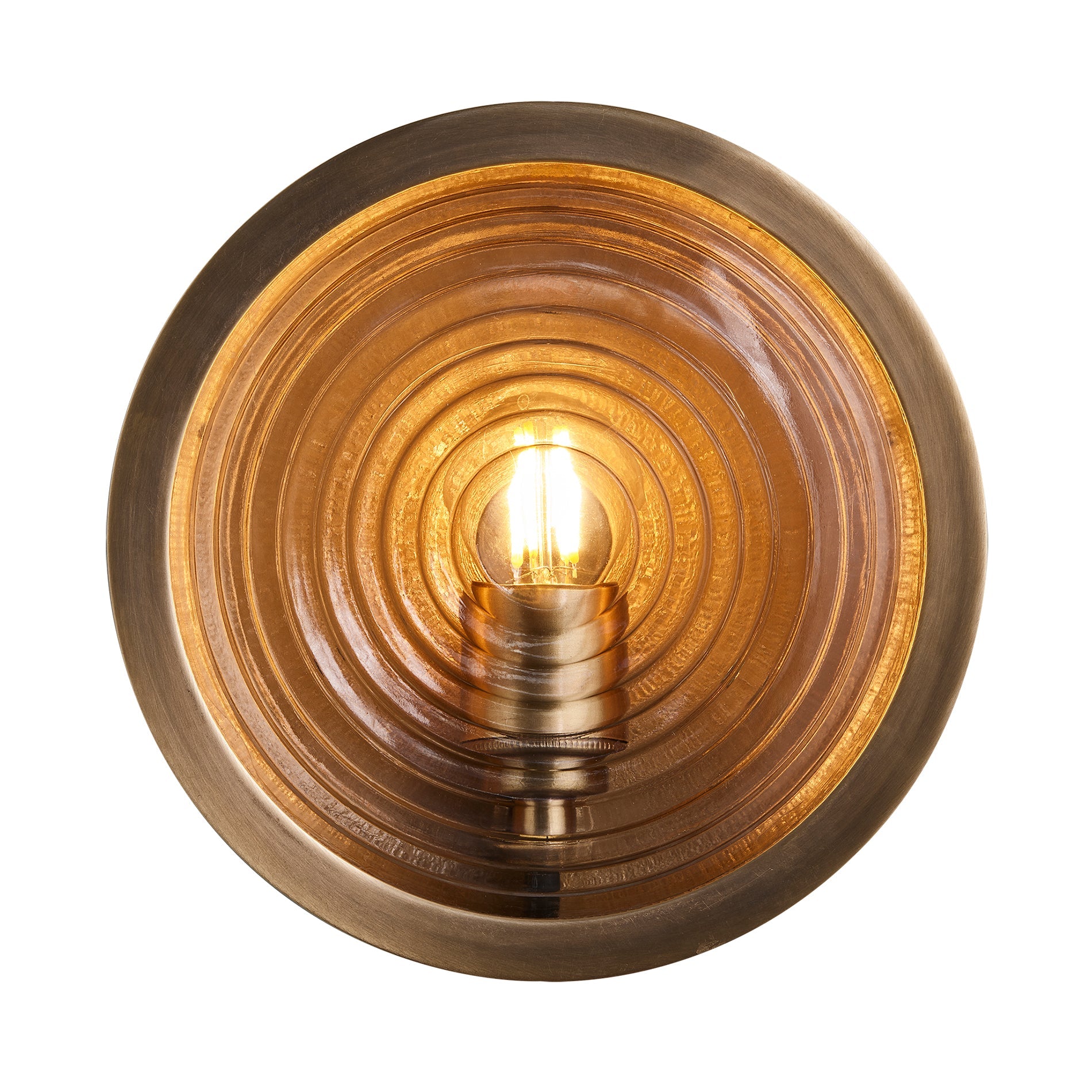 Bulkhead Outdoor & Bathroom Round Wall Light - Ripple Glass