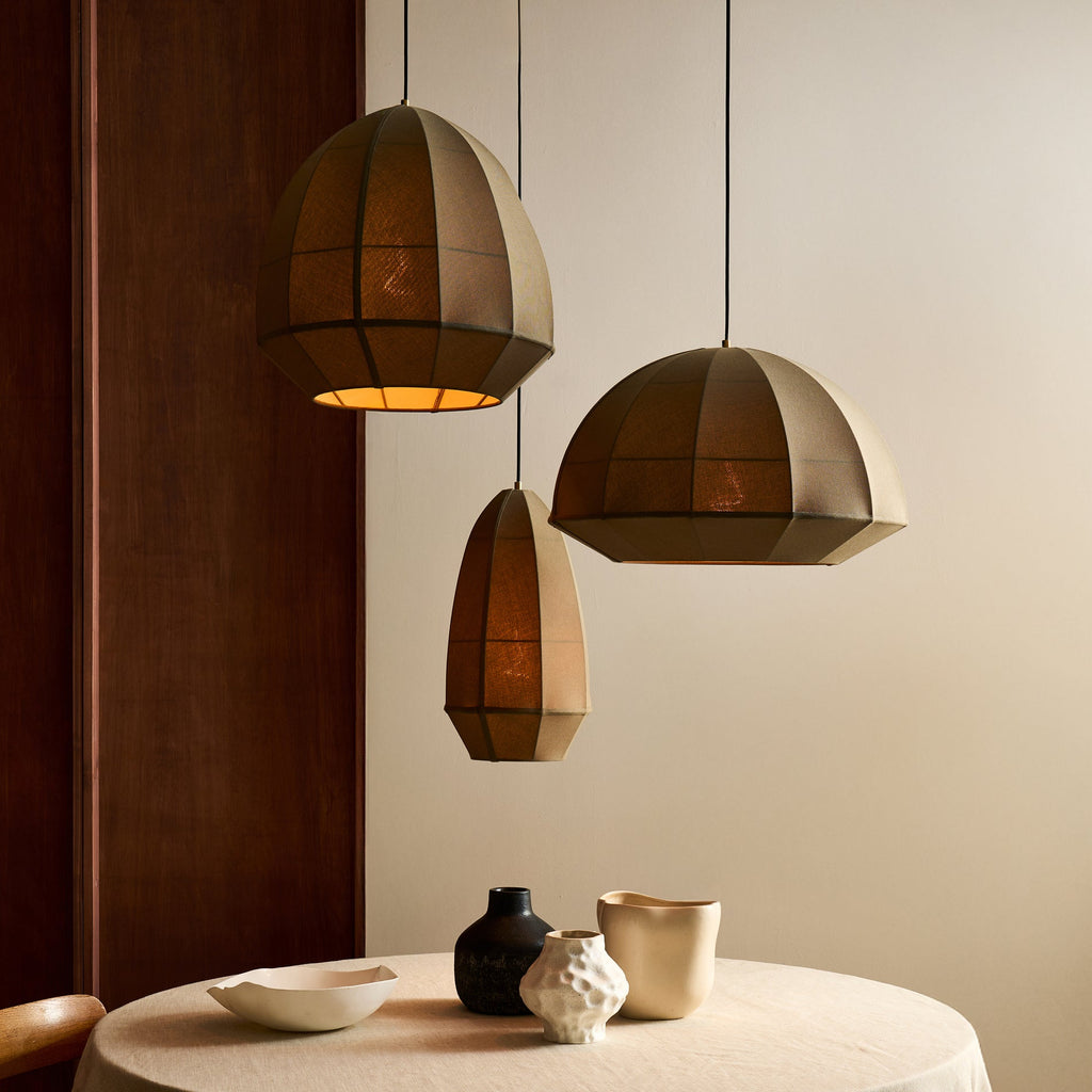 Burnham Fabric Wide Dome Pendant Light- 24 Inch - Olive Green