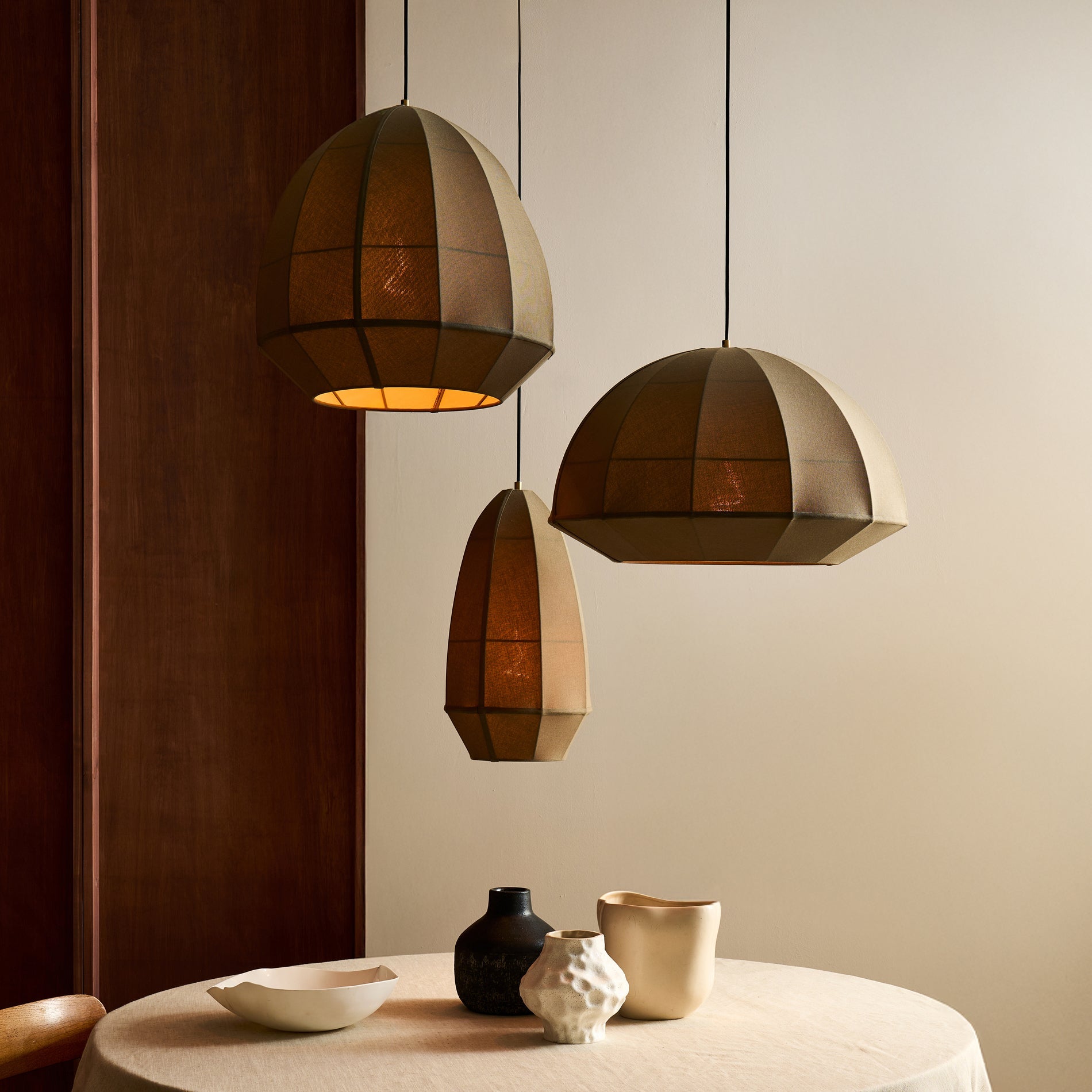 Burnham Fabric Dome Pendant Light- 20 Inch - Olive Green