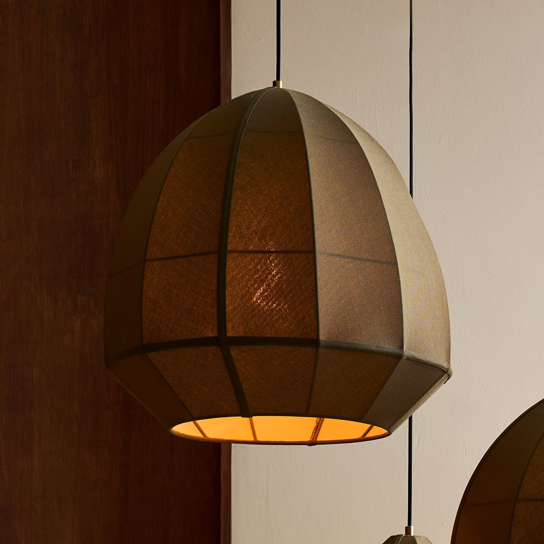 Burnham Fabric Dome Pendant Light- 20 Inch - Olive Green