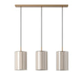 Bude Cylinder 3 Wire Cluster Pendant Light - Linen & Clear Glass