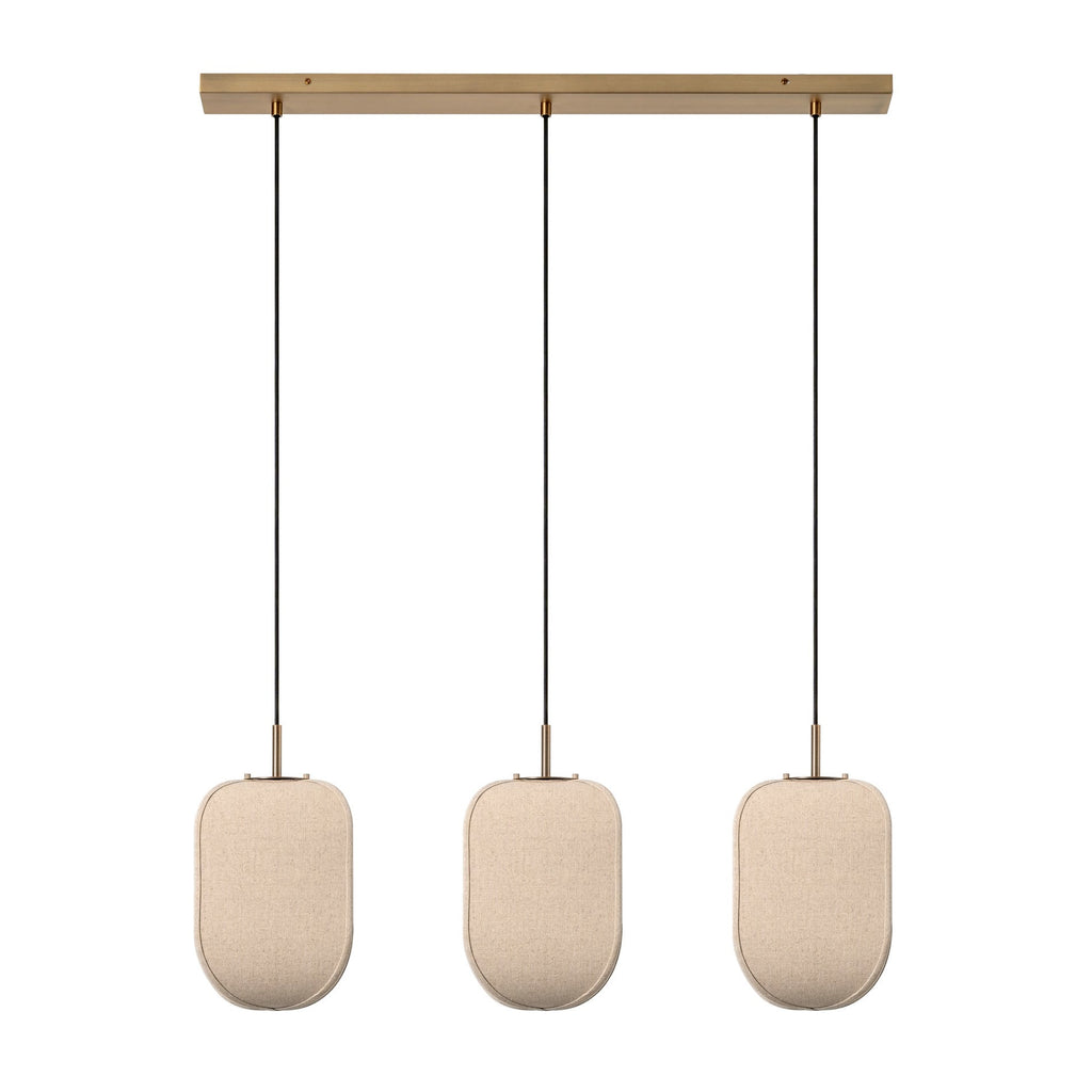 Bloxham Rectangular 3 Wire Cluster Pendant  Light - Natural - Brass