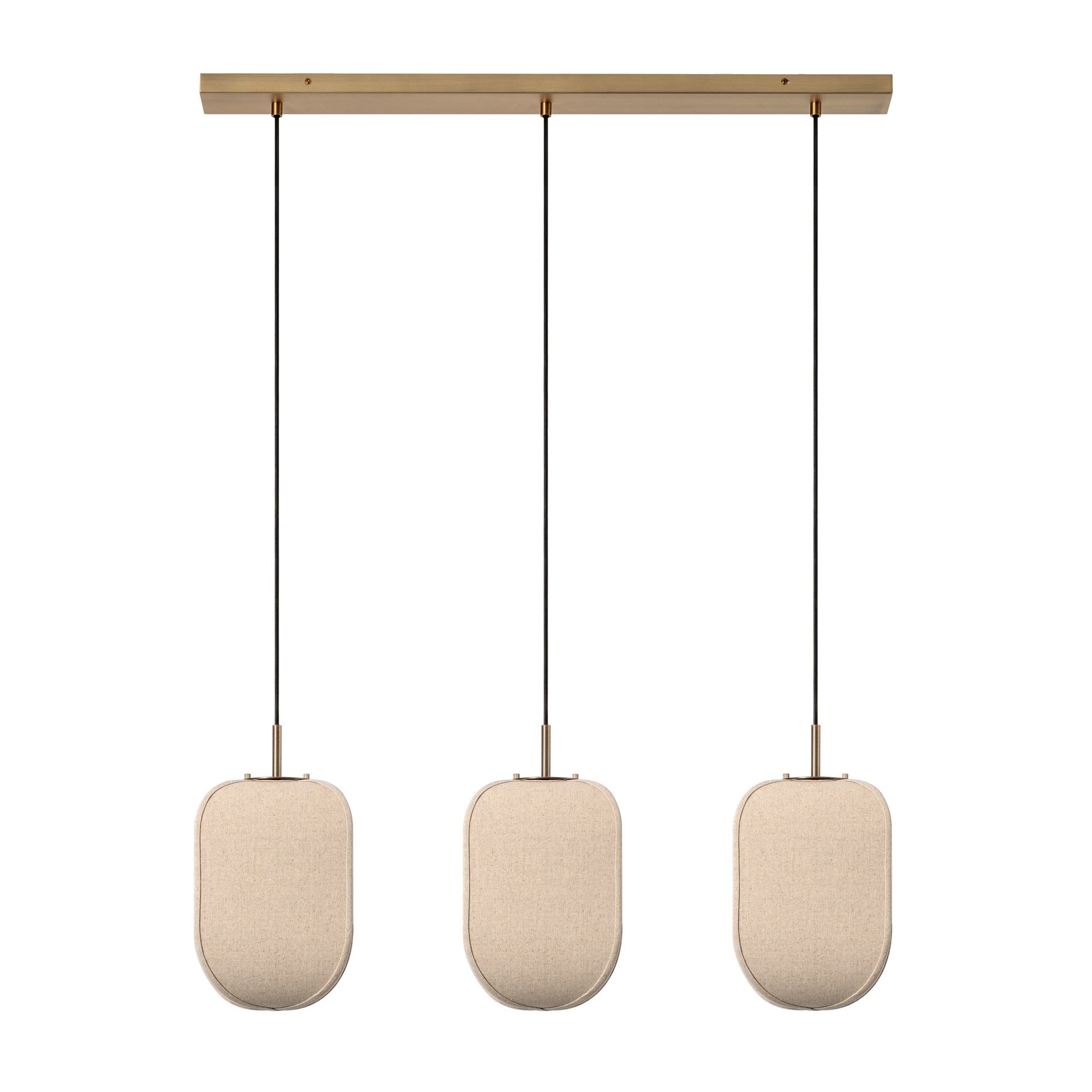 Bloxham Rectangular 3 Wire Cluster Pendant  Light - Natural - Brass