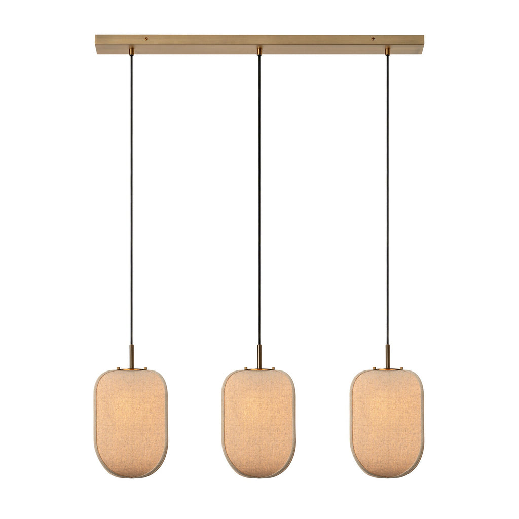 Bloxham Rectangular 3 Wire Cluster Pendant  Light - Natural - Brass