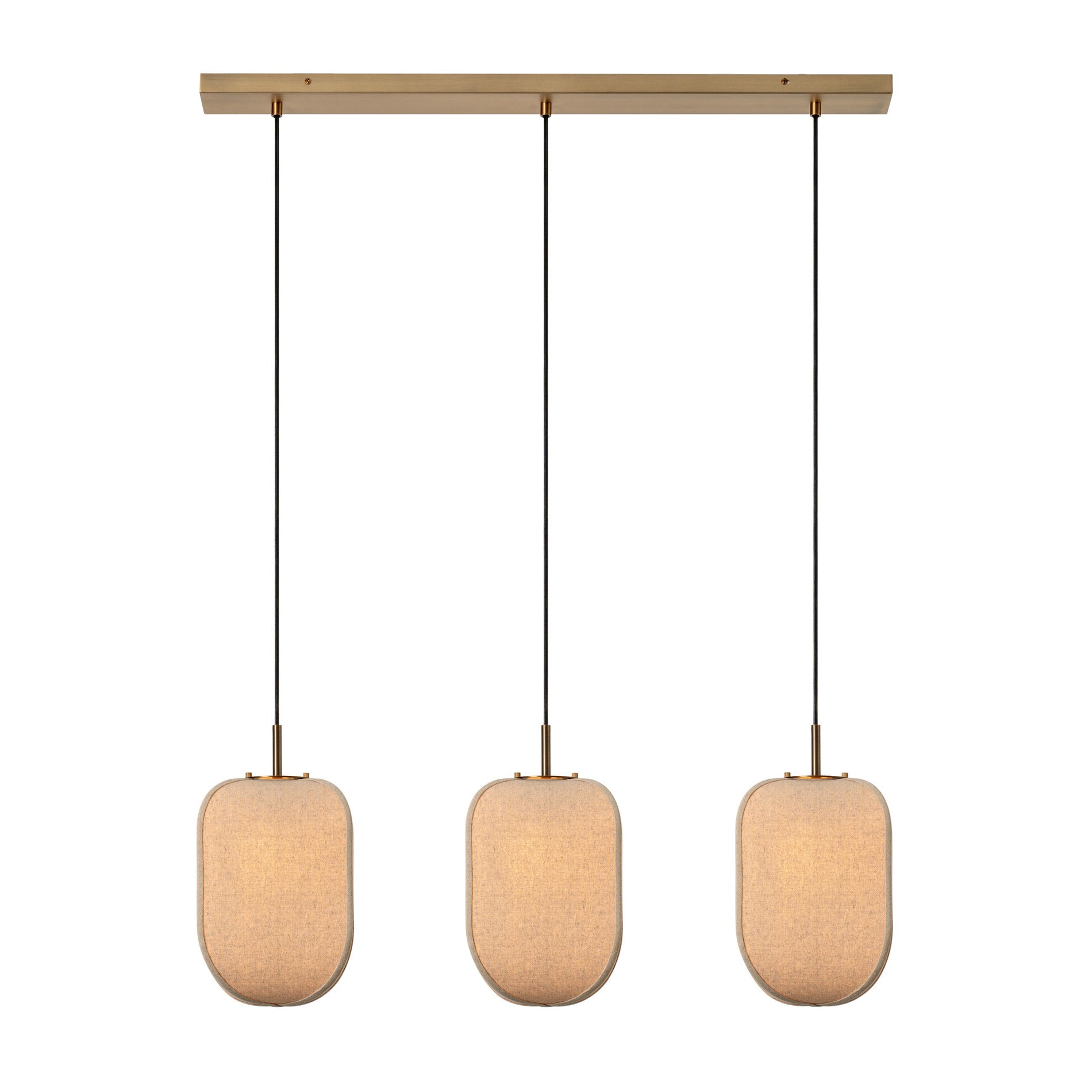 Bloxham Rectangular 3 Wire Cluster Pendant  Light - Natural - Brass