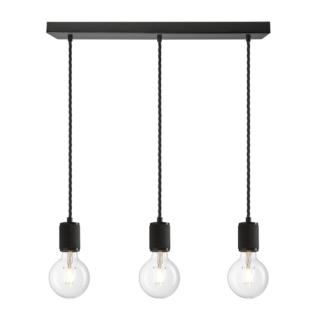 Knurled Edison Cluster Lights - Wire - Black