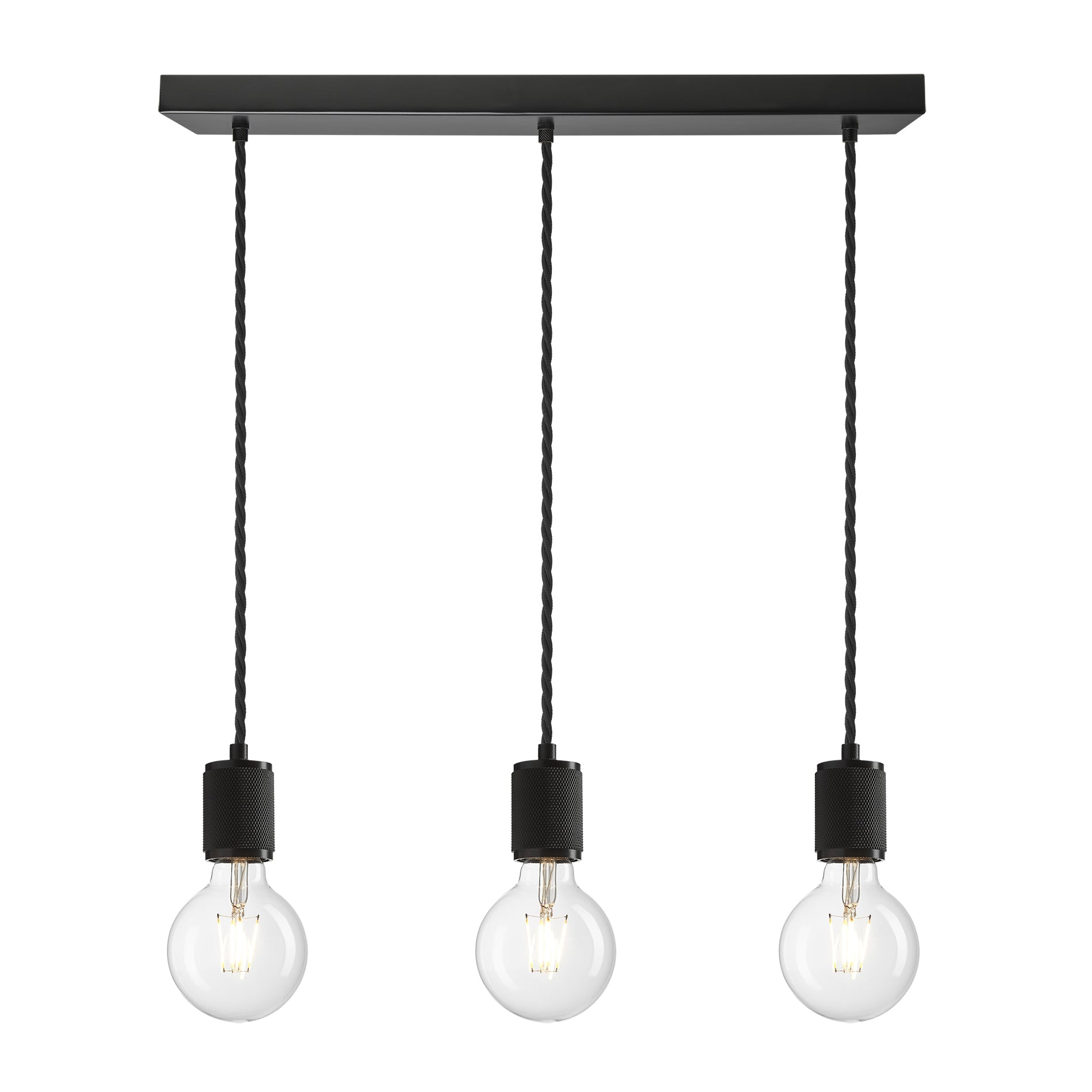 Knurled Edison Cluster Lights - Wire - Black