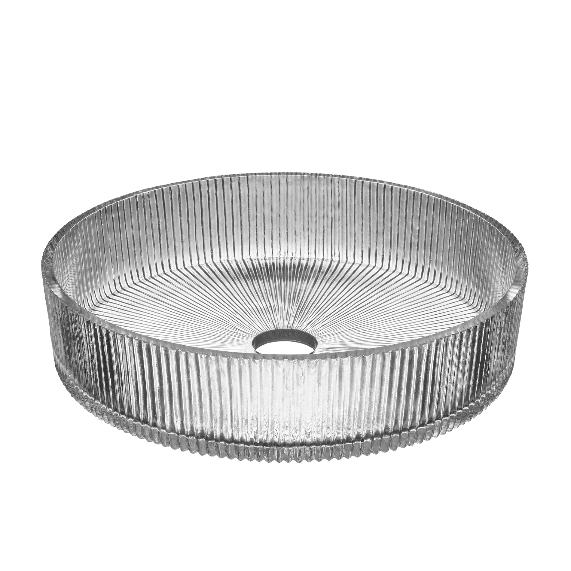 Albany Glass Ribbed Dish Pendant Light - 12 Inch - Clear