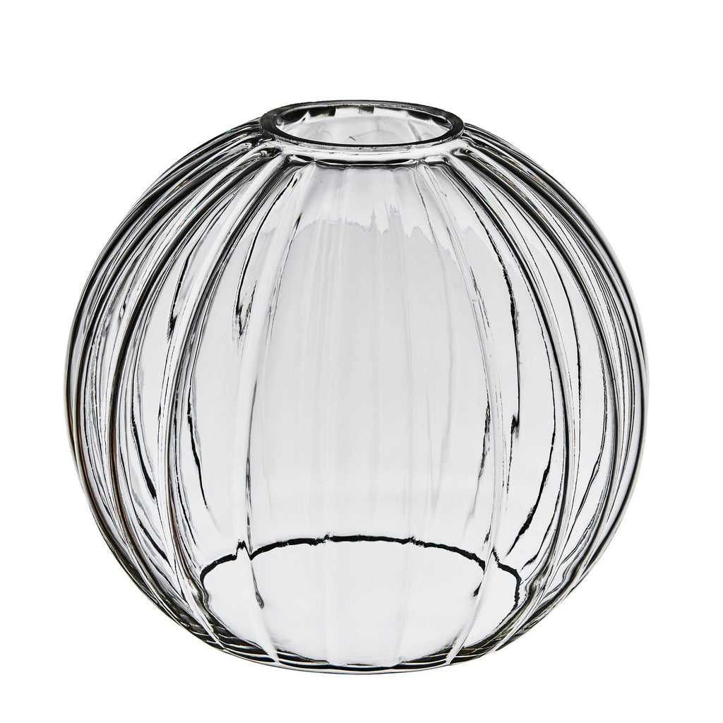 Noho Glass Ribbed Globe Swan Neck Wall Light - 6 Inch