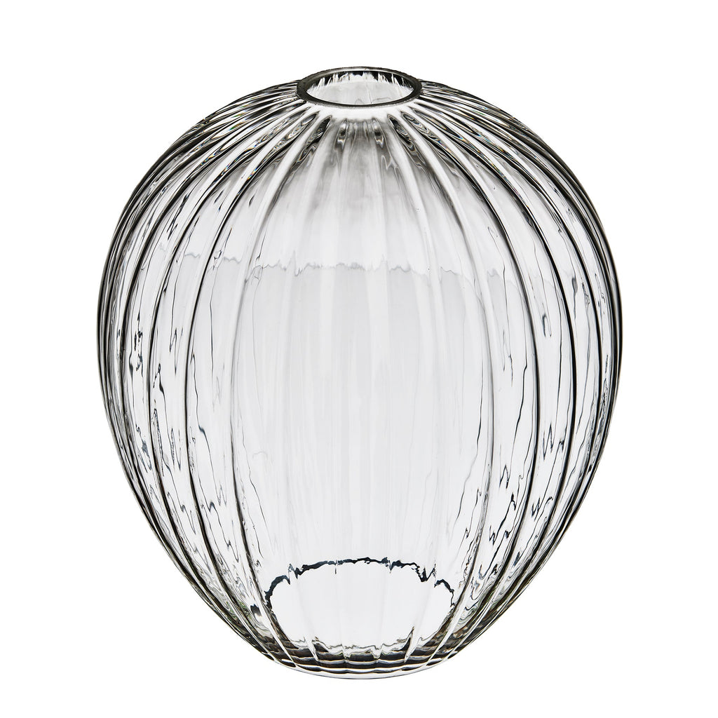 Noho Glass Ribbed Tulip Swan Neck Wall Light - 9 Inch