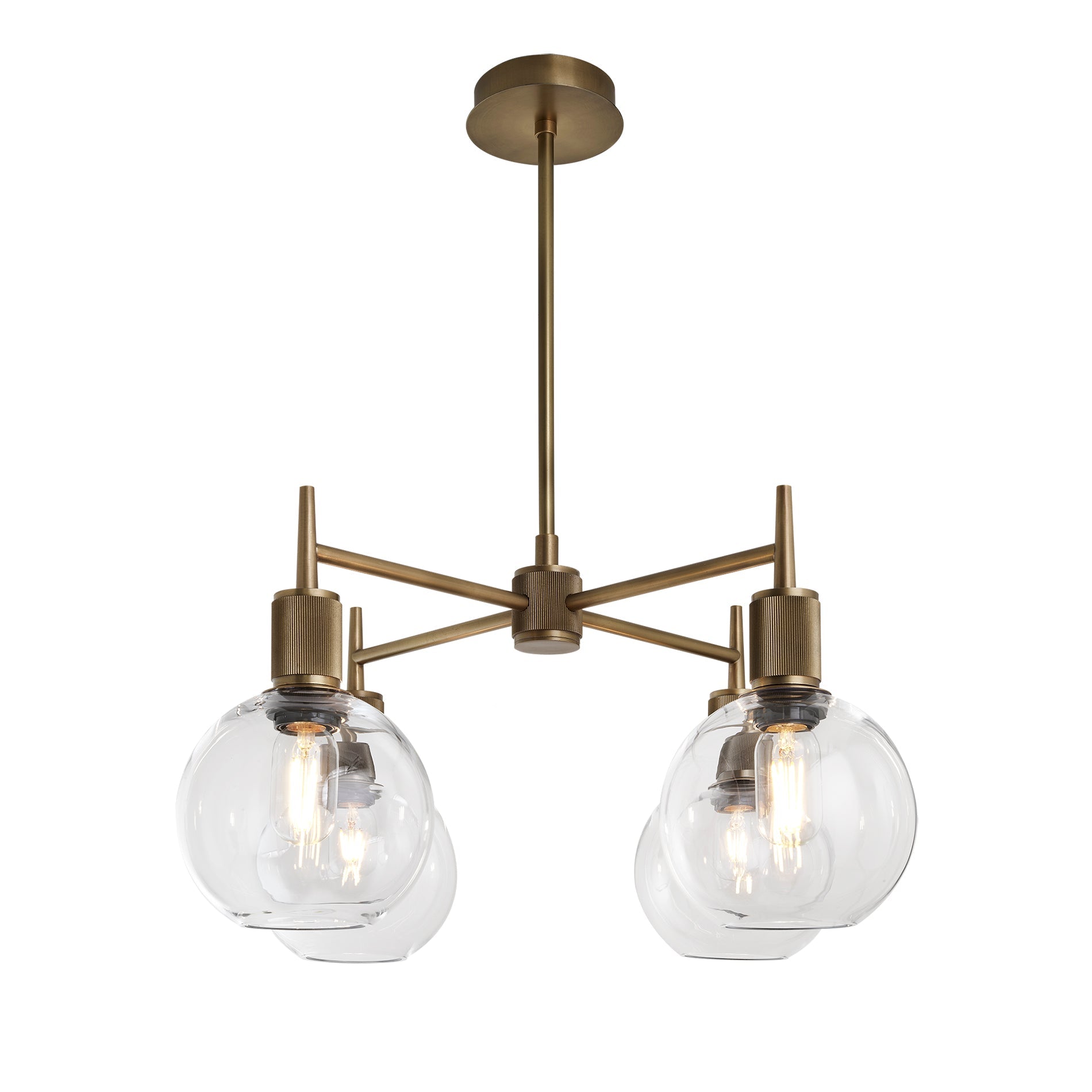 Henley 4 Arm Pendant Light - Glass Globe 7 Inch