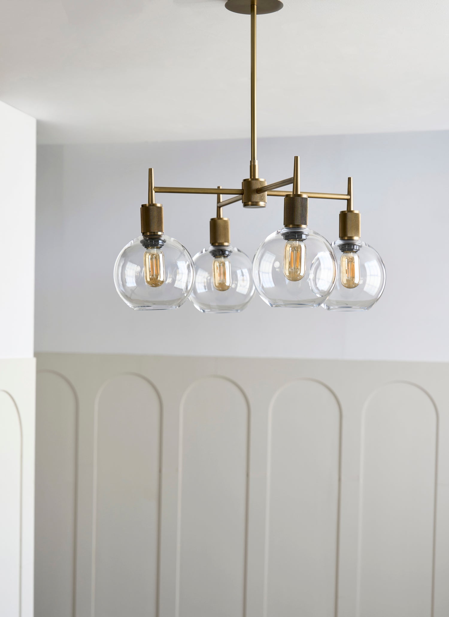 Henley 4 Arm Pendant Light - Glass Globe 7 Inch