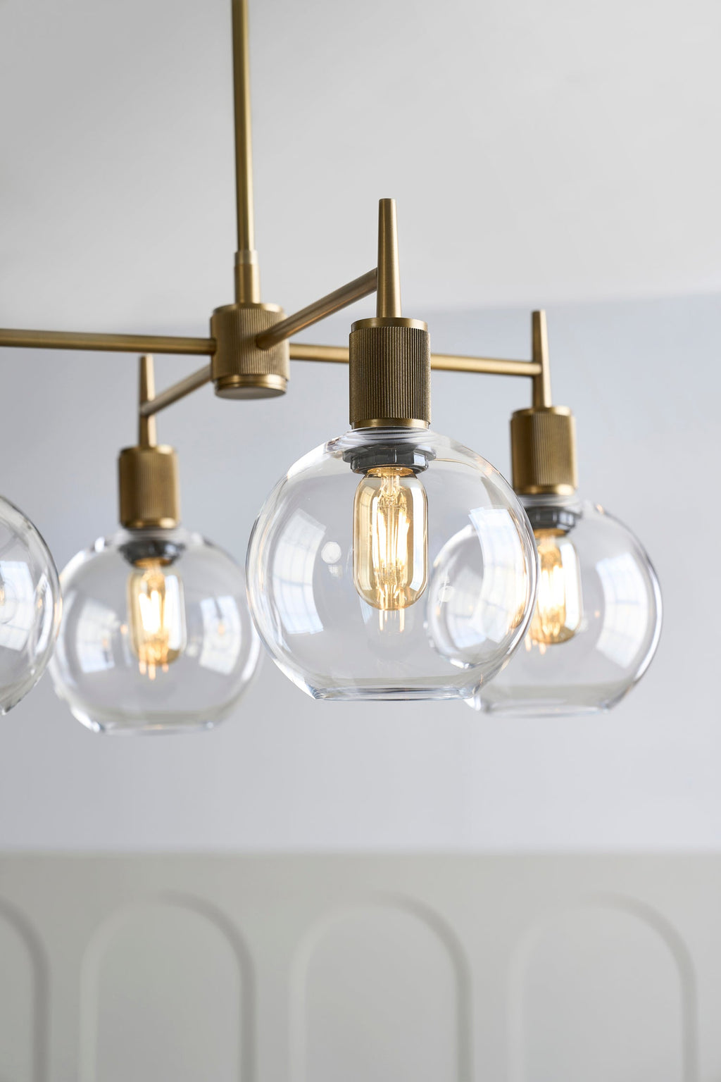 Henley 4 Arm Pendant Light - Glass Globe 7 Inch