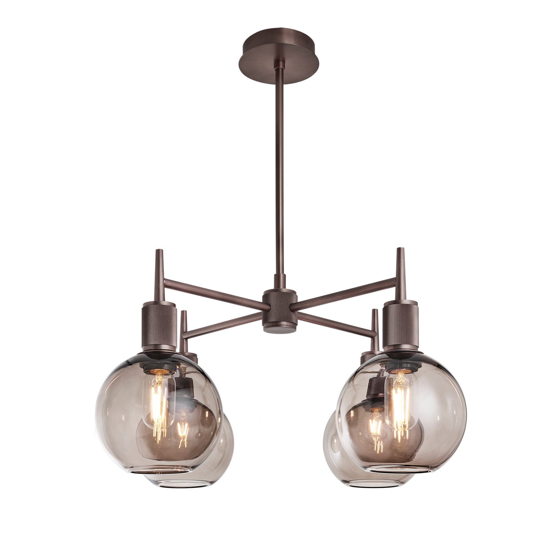 Henley 4 Arm Pendant Light - Glass Globe 7 Inch