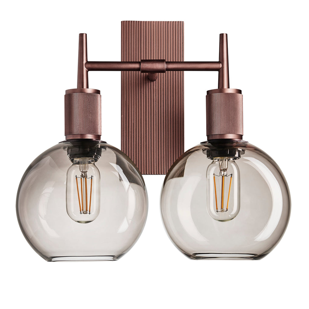 Henley Smoked Glass Globe Double Wall Light - 7 Inch - Mocha