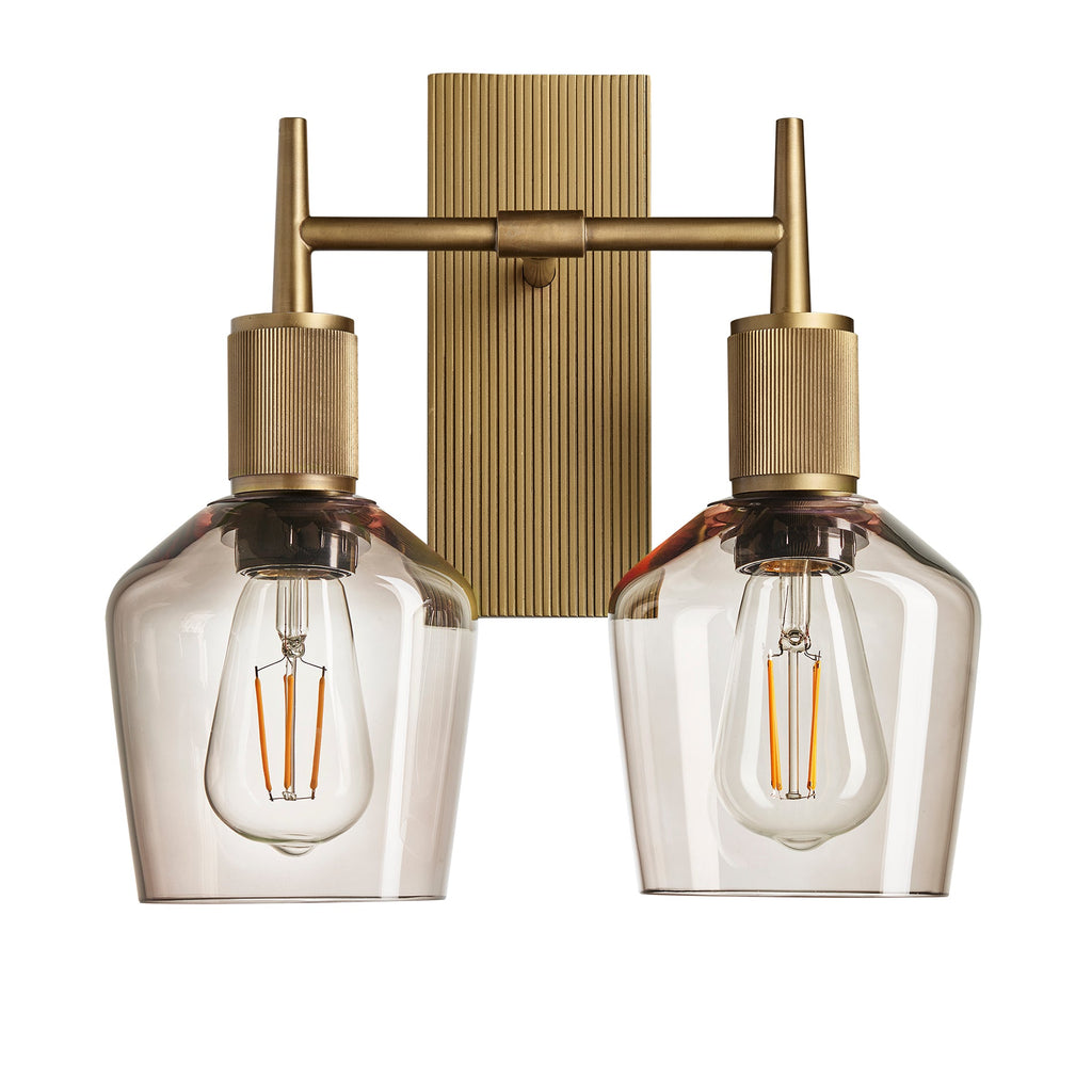 Henley Smoked Glass Schoolhouse Double Wall Light - 5.5 Inch - Mocha
