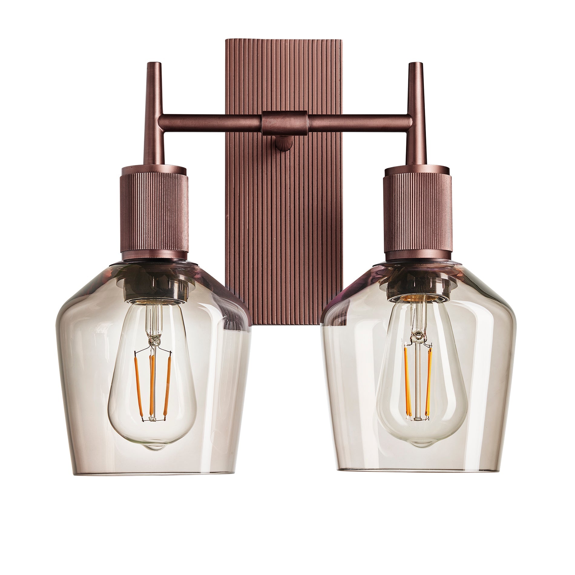 Henley Smoked Glass Schoolhouse Double Wall Light - 5.5 Inch - Mocha
