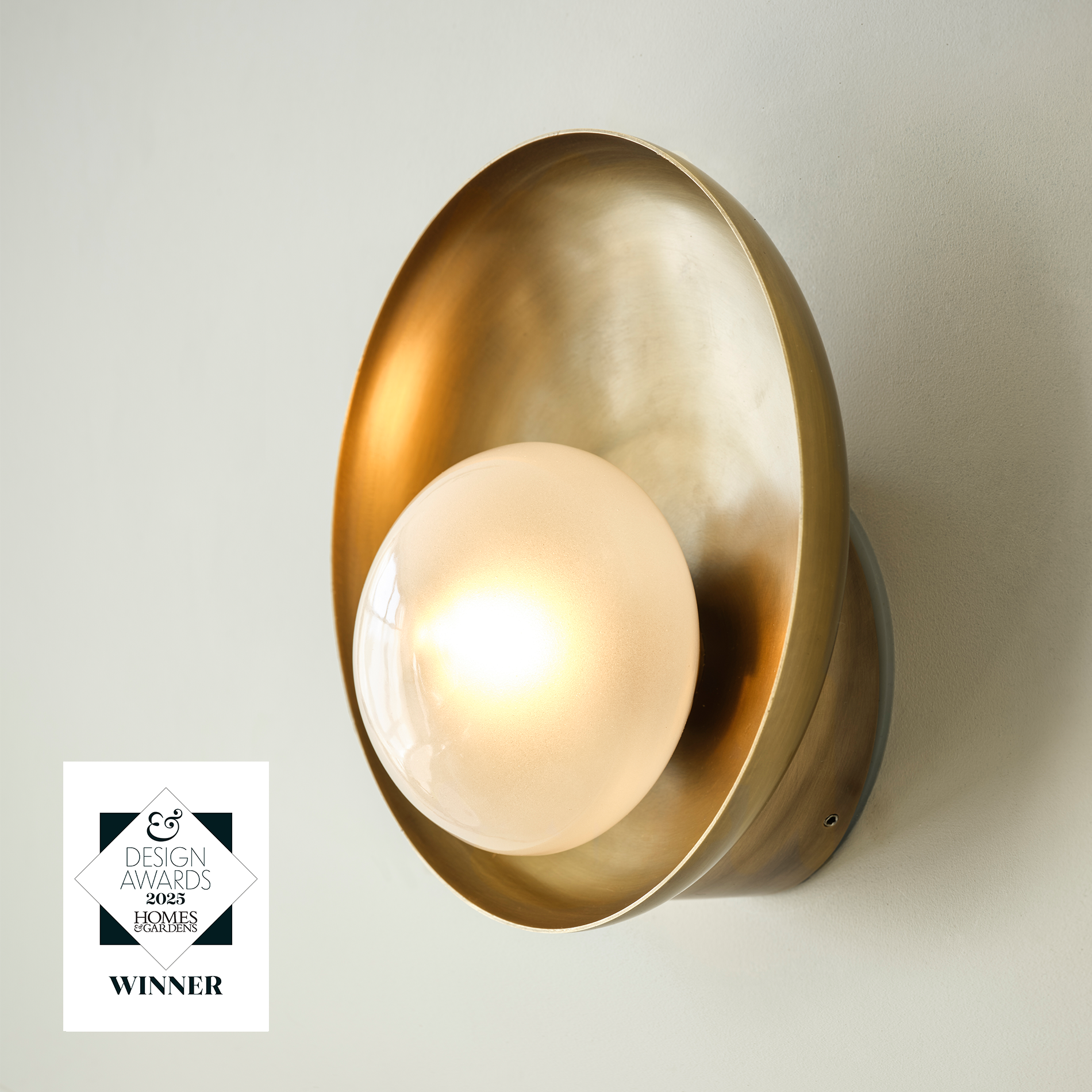 Hayle Outdoor & Bathroom Round Diffuser Wall Light - Brass