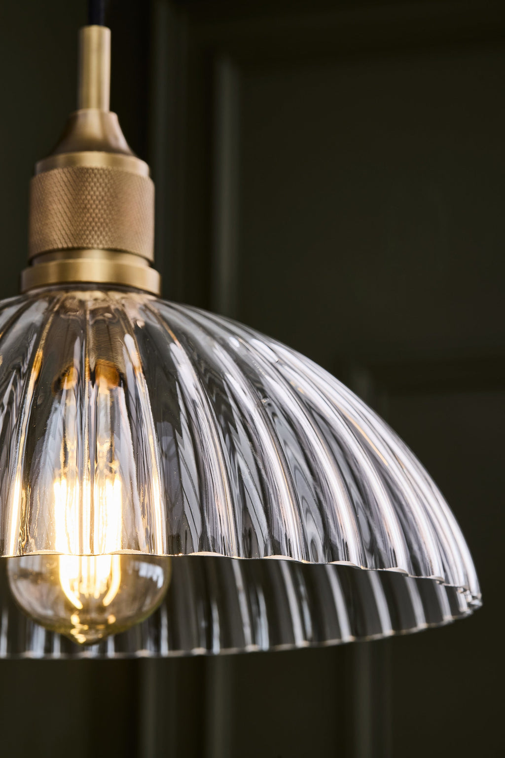 Noho Glass Ribbed Dome Pendant Light - 12 Inch
